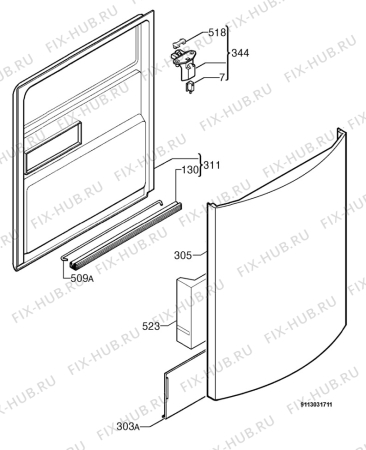 Взрыв-схема посудомоечной машины Aeg Electrolux F50879 - Схема узла Door 003